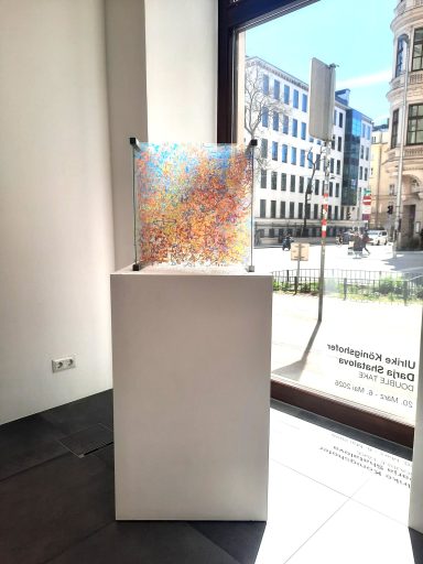 Darja Shatalova, VG-TF 3.3, 2025, lacquer marker on twelve acrylic glass panels, wooden frame, 48,5 x 48,5 x 52 cm, unique